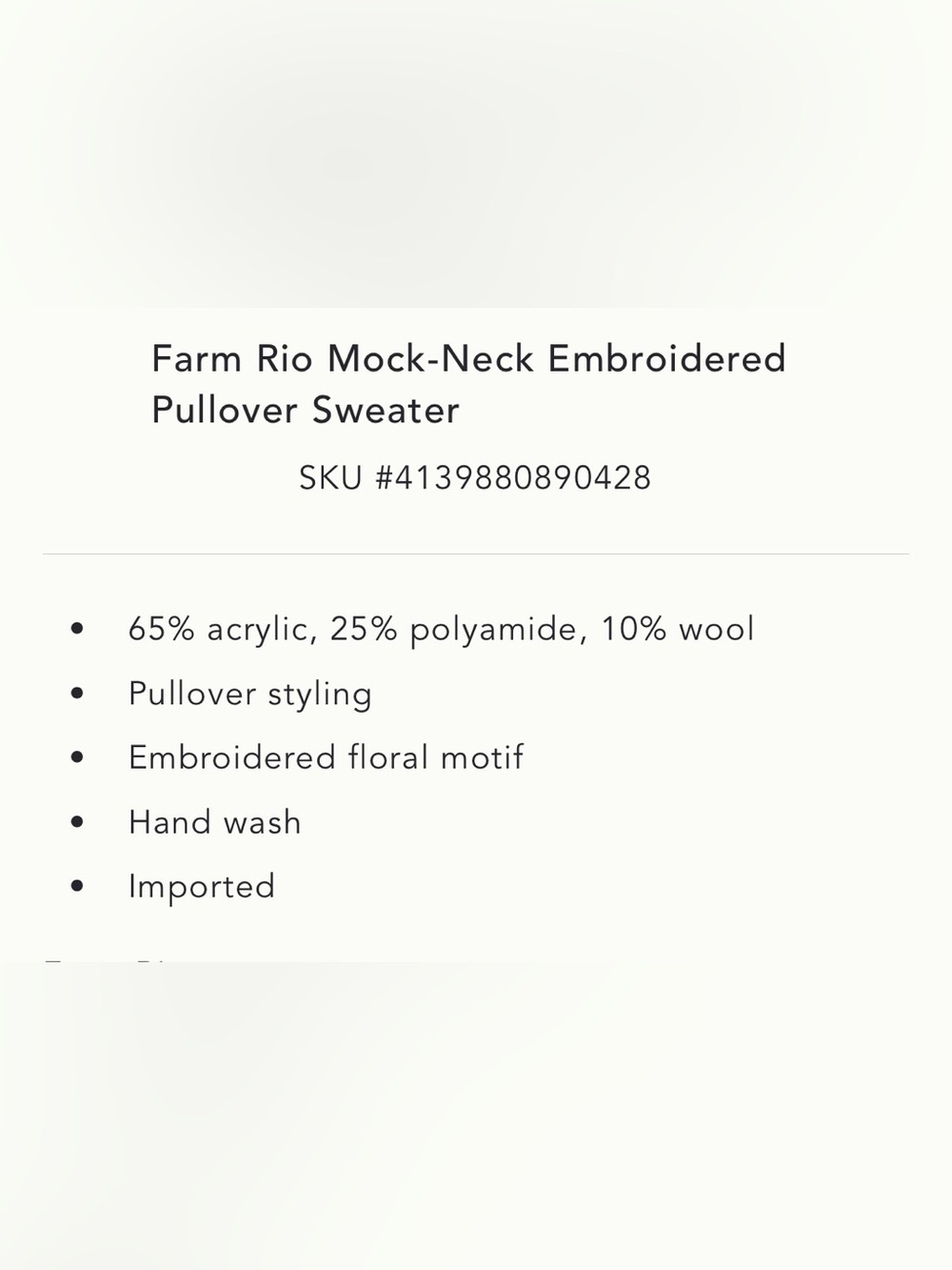 Anthropologie x Farm Rio Mock-Neck Embroidered Pullover Sweater Size Large NWT - Picture 4 of 13